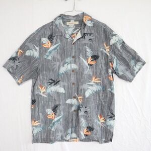 Tommy Bahama Shirt Mens Medium Silk Hawaiian Tropical Casual Button Short Sleeve